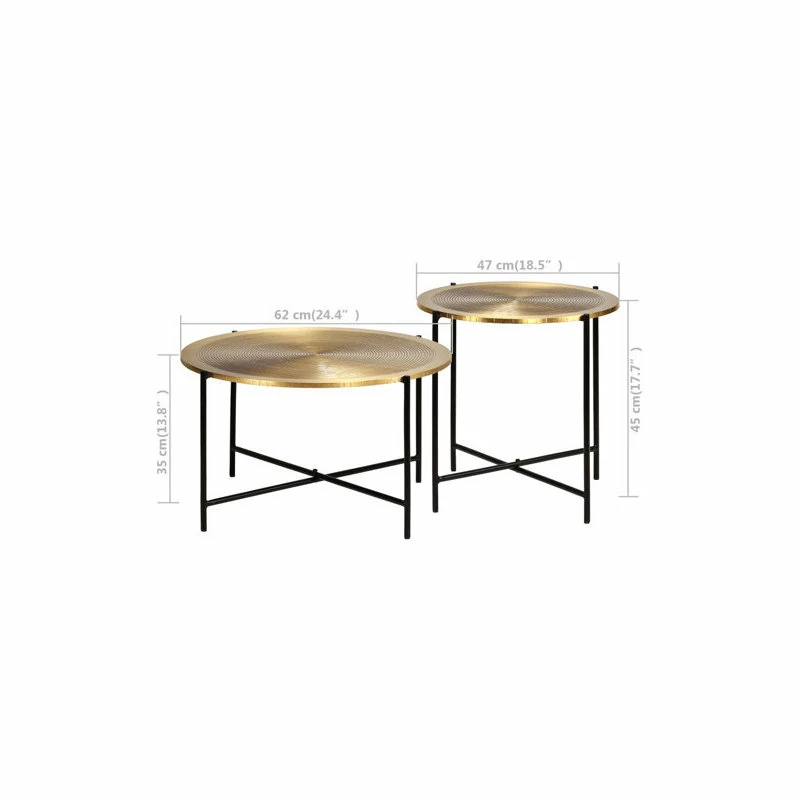 Budget 😍 Vida XL LLC VidaXL 2 Piece Table Set Brass-covered MDF Coffee Table Living Room Furniture 👍 - Image 9