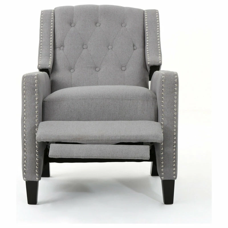 Coupon 🔔 GDFStudio GDF Studio Izaak Tufted Back Fabric Recliner Chair, Light Gray ⌛ - Image 6