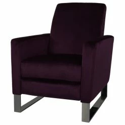 Best reviews of 🛒 GDFStudio Arvin Velvet Push Back High Leg Recliner With Stainless Steel Legs, Eggplant 🌟