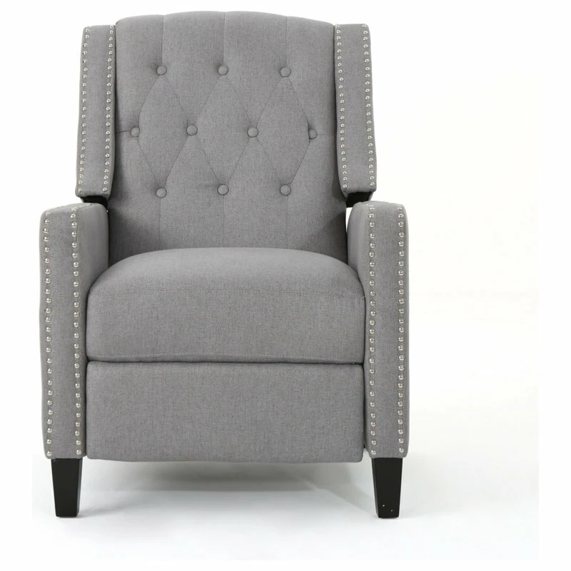 Coupon 🔔 GDFStudio GDF Studio Izaak Tufted Back Fabric Recliner Chair, Light Gray ⌛ - Image 5