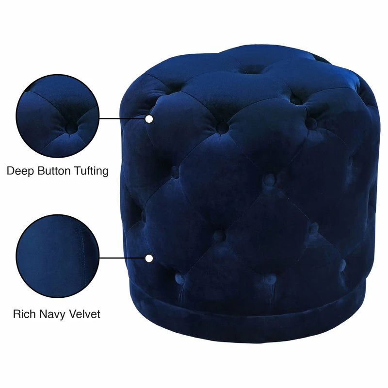 Wholesale ๐ฅฐ Meridian Furniture Harper Velvet Ottoman/Stool, Navy ๐ - Image 3
