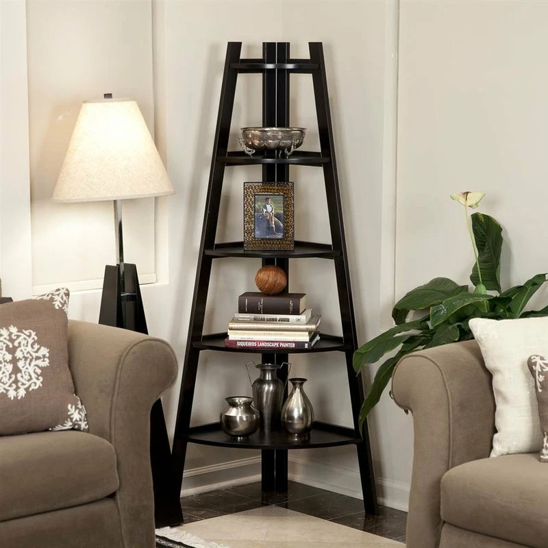 Hot Sale ๐ Danya B 5 Tier Corner Ladder Display Bookshelf, Espresso ๐ฅ - Image 2