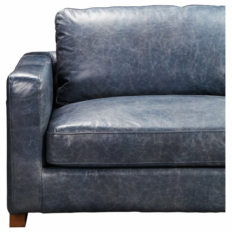 Coupon 👍 Moe's Home Collection Nikoly Contemporary Leather Sofa In Blue ✨ - Image 5