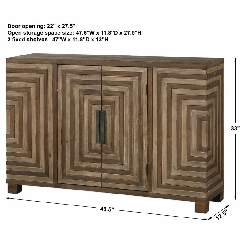 Wholesale 💯 Uttermost Midcentury Modern Pieced Wood Console Cabinet, Geometric Table Squares 🤩 - Image 8