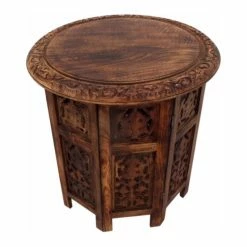 Best deal 😉 Benzara, Woodland Imprts, The Urban Port The Urban Port Wooden Hand Carved Folding Accent Coffee Table, Brown ⭐