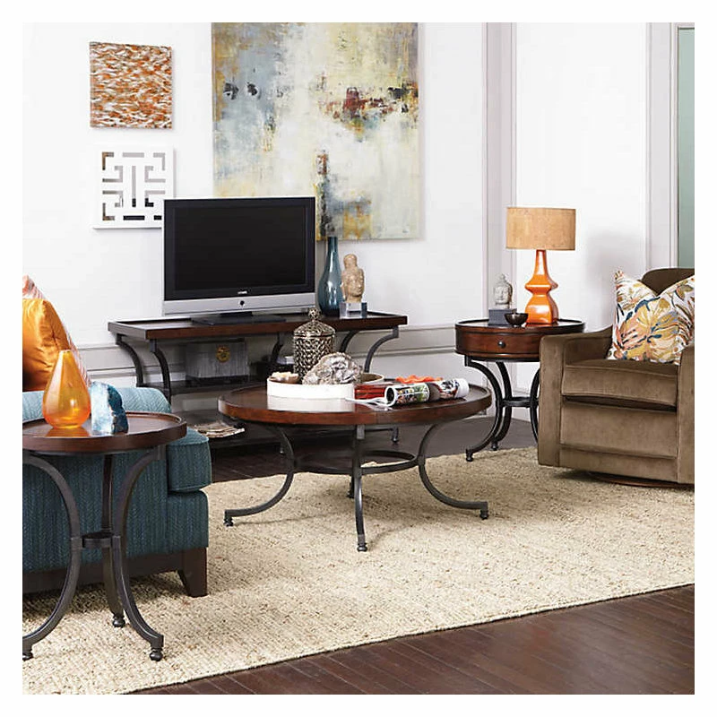 Best Sale 🔥 Hammary Furniture Barrow Round End Table By Hammary, Rich Amber ✨ - Image 3