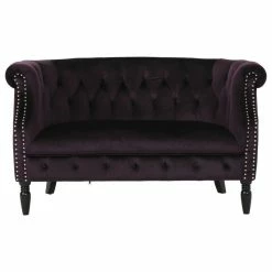Best reviews of ❤️ GDFStudio GDF Studio Melaina Tufted Scroll Arm New Velvet Loveseat, Blackberry 👏