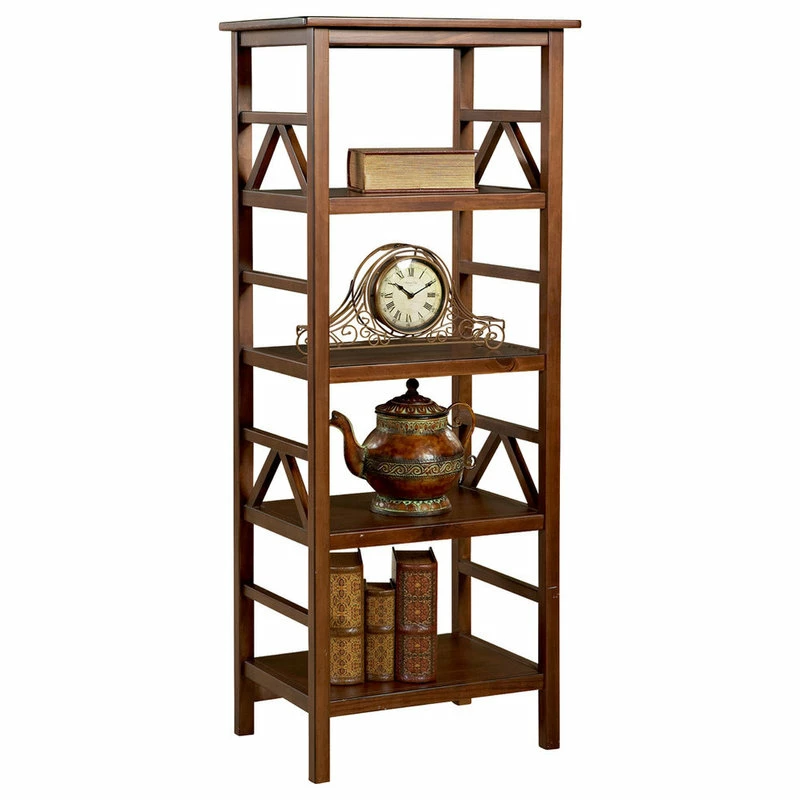 Best reviews of π€© Linon Home Decor Products Linon Titian Solid Pine Wood Four Shelf TV Tower In Tobacco Brown β¨ - Image 2