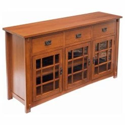 Discount โจ Crafters And Weavers Mission Style Solid Oak Sideboard, Craftsman Style Oak TV Stand ๐