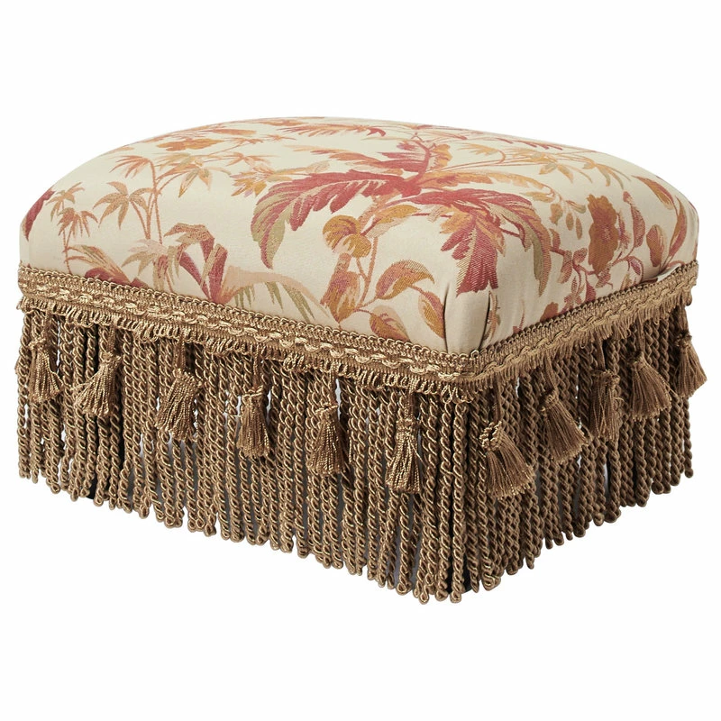 Best Sale ๐ Jennifer Taylor Home Fiona Accent Footstool Ottoman, Orange Beige Floral Jacquard ๐คฉ - Image 5