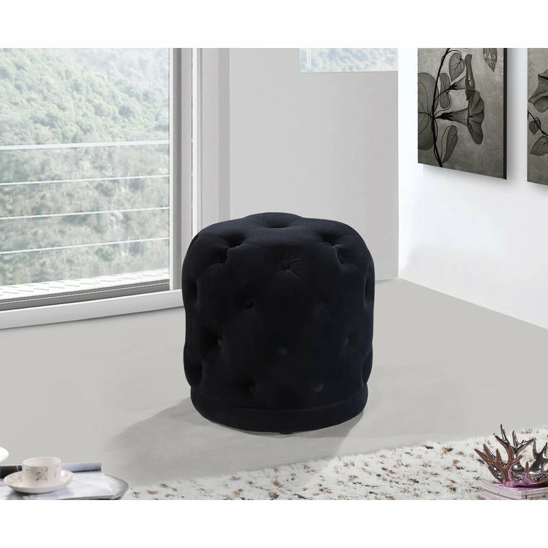 Promo ๐ Meridian Furniture Harper Velvet Ottoman/Stool, Black ๐ - Image 2