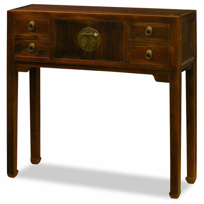 Hot Sale 🛒 China Furniture And Arts Mahogany Finish Elmwood Petite Chinese Mandarin Console 👍 - Image 2