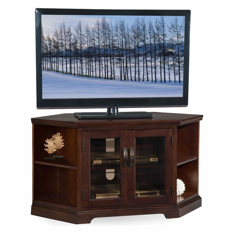 New ๐ Leick Home Leick Riley Holliday 46" Corner TV Stand In Chocolate Cherry ๐