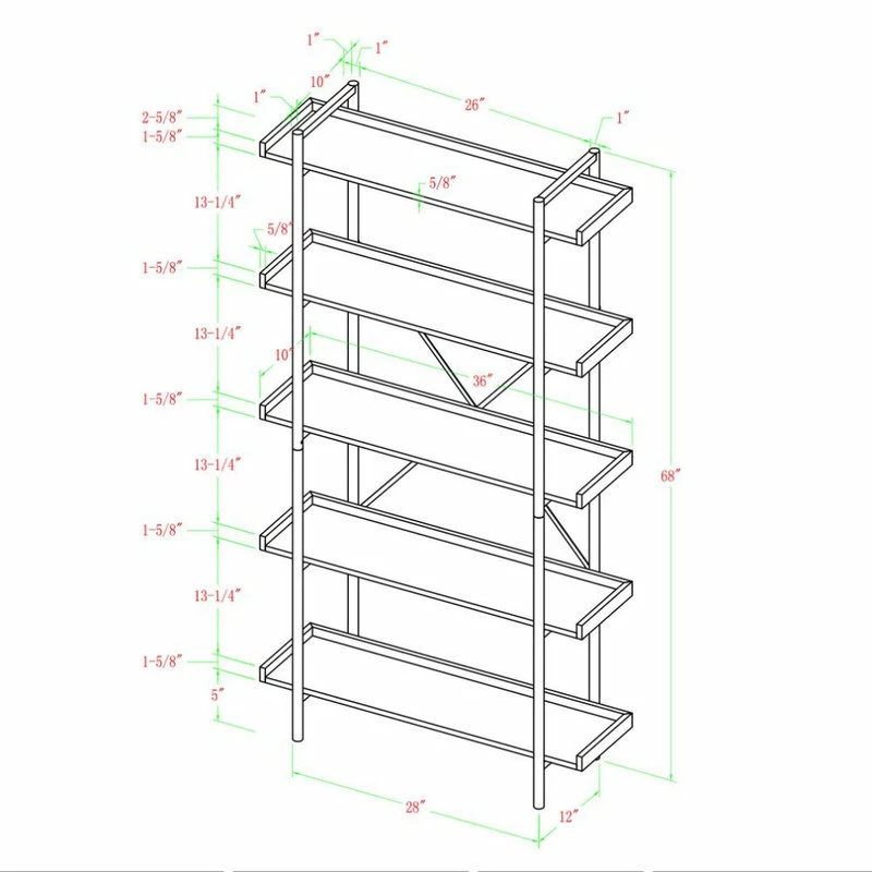 Budget ๐ Walker Edison 68" Industrial Metal Bookcase - Grey Wash ๐ฅฐ - Image 5