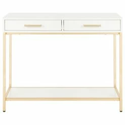 Cheap 🎉 Office Star Products Alios Foyer Table With White Gloss And Gold Chrome Plated Frame 😀