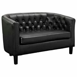 Budget 😀 LexMod Prospect Faux Leather Loveseat, Black 🤩