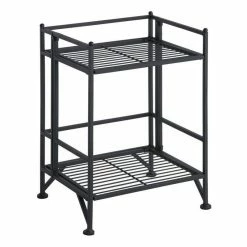 Cheap ⭐ Convenience Concepts Designs2Go 2 Tier Folding Metal Shelf In Black Metal Finish 👍
