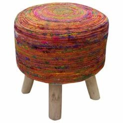 Flash Sale ⌛ GDFStudio GDF Studio Stoolha Boho Silk Swirl Ottoman Stool, Coral And Multi-Colored 🔔