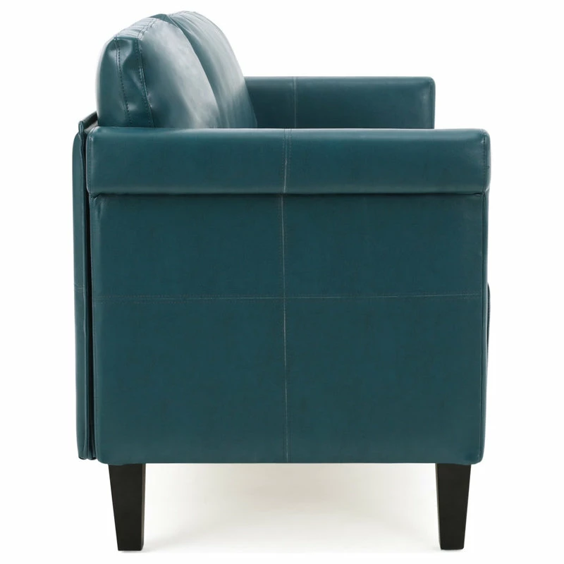 Wholesale 🌟 GDFStudio GDF Studio Harbison Leather Loveseat Settee, Teal 🤩 - Image 9