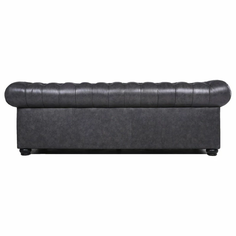 Hot Sale π Bowery Hill Traditional Gray Leather Chesterfield Sofa In Grey π - Image 5