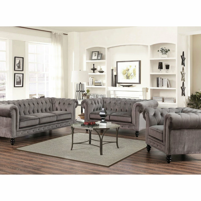 Outlet ๐ Abbyson Living Grand Chesterfield Sofa, Gray ๐คฉ - Image 4