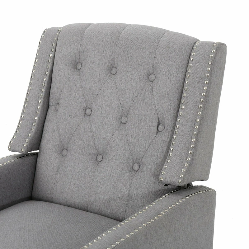 Coupon 🔔 GDFStudio GDF Studio Izaak Tufted Back Fabric Recliner Chair, Light Gray ⌛ - Image 8