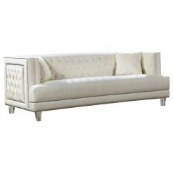 Hot Sale ๐คฉ Meridian Furniture Lucas Velvet Sofa, Cream ๐