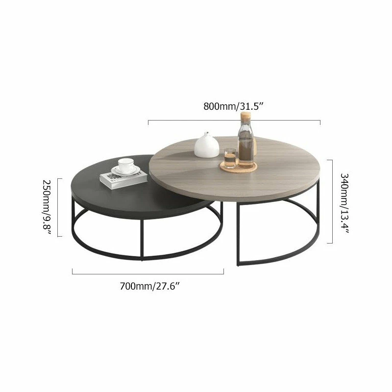 Budget ✨ Homary Modern Round Nesting Coffee Table 2-Piece Extendable Living Room Accent Table ⌛ - Image 8