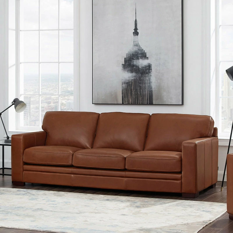 Flash Sale ๐ Hydeline USA Hydeline Dillon Top Grain Leather Sofa Collection, Cinnamon Brown, Sofa ๐ฅฐ - Image 3