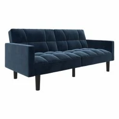 New 🔥 DHP Hayden Convertible Sofa Sleeper Futon In Blue Microfiber ⌛