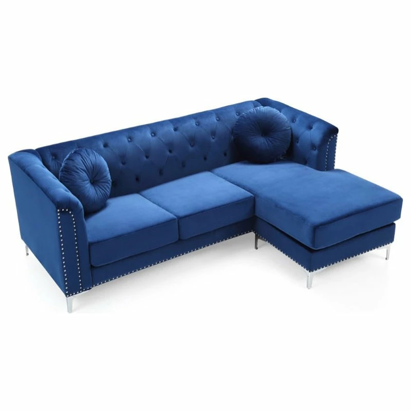 Best deal ⭐ Glory Furniture Pompano Velvet Sofa Chaise In Navy Blue 🤩 - Image 4