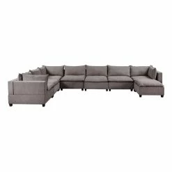 New ✨ Bowery Hill Fabric 8 Piece Modular Sectional Sofa Chaise In Light Gray 💯