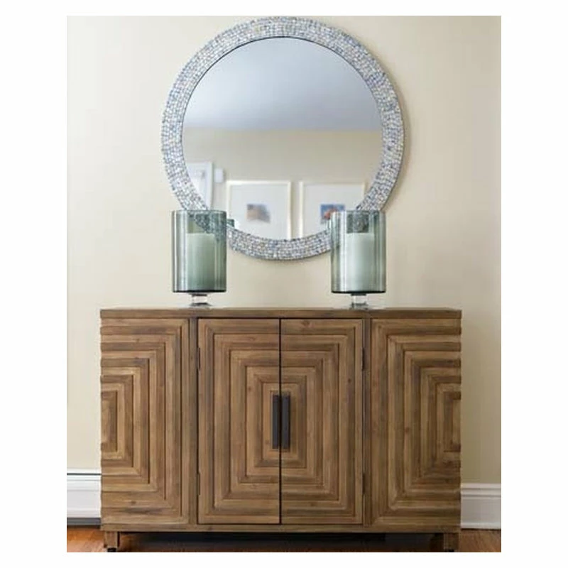 Wholesale 💯 Uttermost Midcentury Modern Pieced Wood Console Cabinet, Geometric Table Squares 🤩 - Image 7