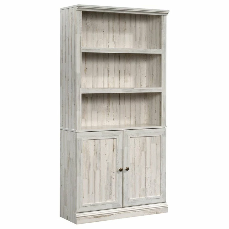 Buy ๐ Sauder Misc Storage 3-Shelf 2-Door Tall Wood Bookcase In White Plank ๐