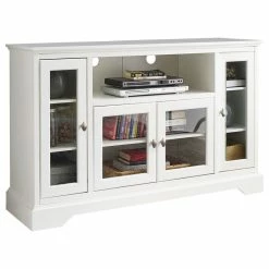 Hot Sale 🎉 Walker Edison 52" Wood Highboy TV Media Stand Storage Console, White 🥰