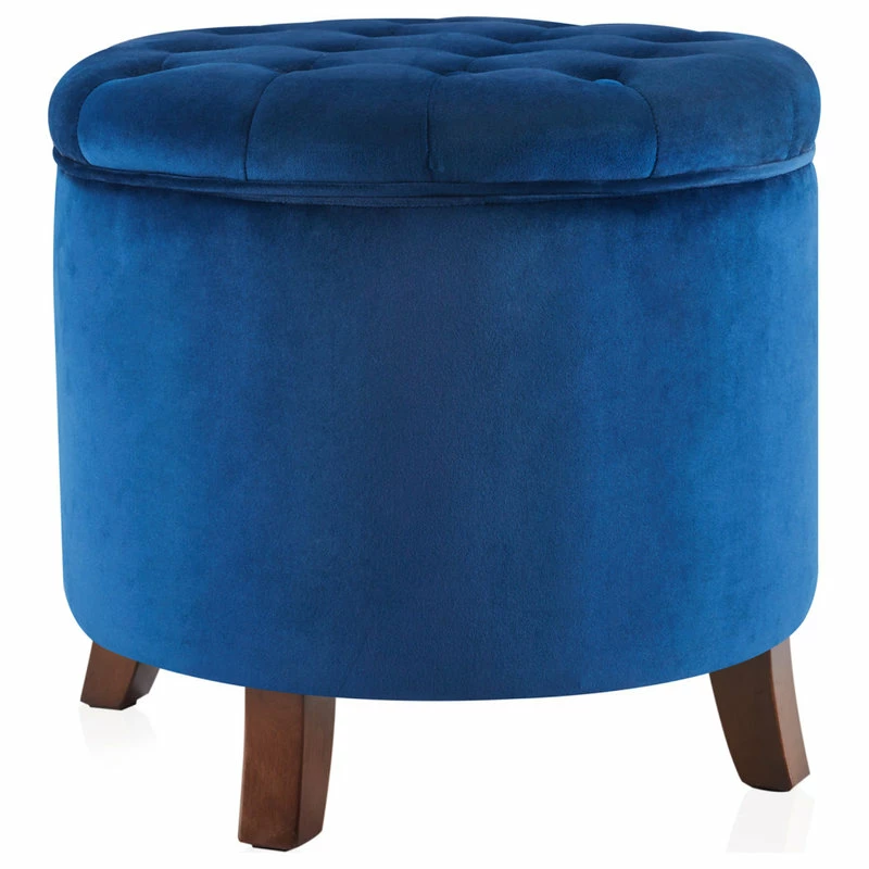 Deals 🛒 Belleze Storage Ottoman With Button Tufted Accents, Navy Blue 👏