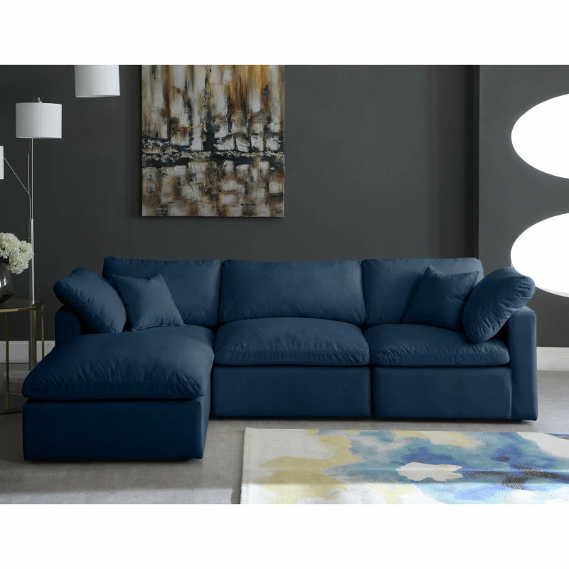 Coupon 🌟 Meridian Furniture Plush Cloud-Like Comfort Modular 4-Seat Sectional And Ottoman, Navy, Seating 😀 - Image 4