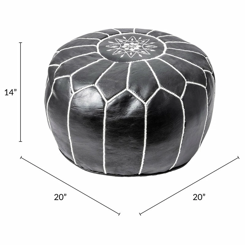 Coupon 🔔 NuLOOM Leather Jerrie Contemporary Ottoman, Black 🎉 - Image 4