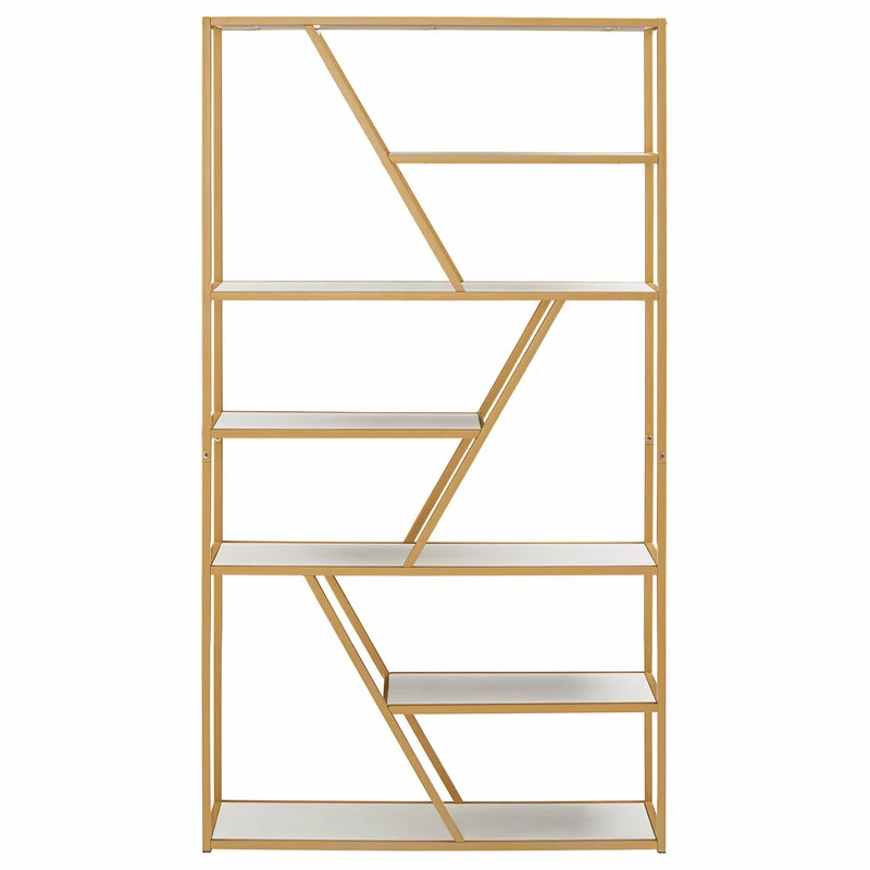 Deals 🤩 Inspire Q Marina Geometric Gold Finish Powder 🧥 Coat Metal Bookcase ⌛ - Image 4
