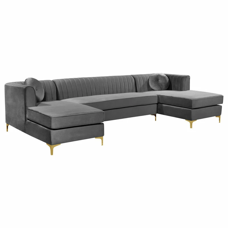 Top 10 ❤️ Meridian Furniture Graham Gray Velvet 3pc. Sectional, Gray 🌟