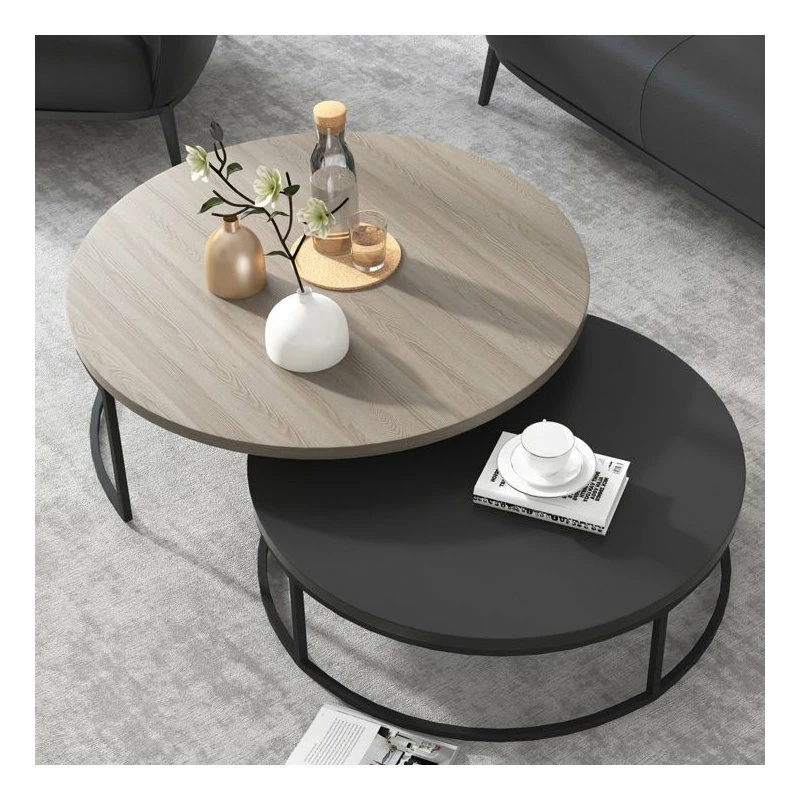 Budget ✨ Homary Modern Round Nesting Coffee Table 2-Piece Extendable Living Room Accent Table ⌛ - Image 5