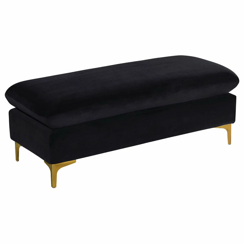 Wholesale π Meridian Furniture Naomi Velvet Ottoman/Bench, Gold And Chrome Leg Set, Black π