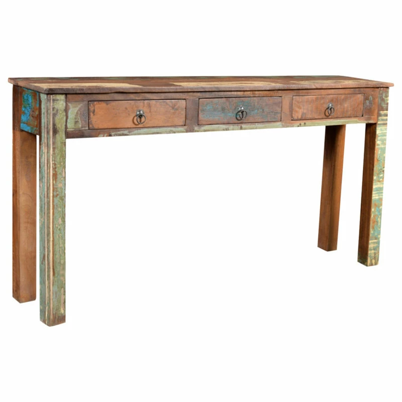 Best Sale 😍 Vida XL LLC VidaXL Console Table With 3 Drawers Reclaimed Wood Entryway Hall Furniture 💯