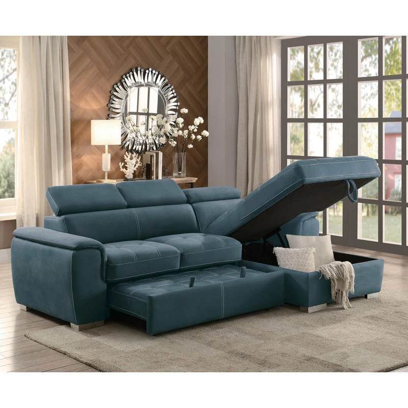 Brand new 💯 Lexicon Home Elenor 2-Piece Set Sectional Sofa With Pull-Out Bed And Storage, Blue 😀 - Image 4