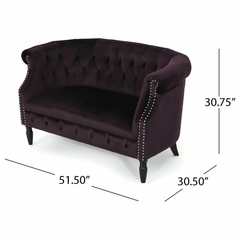 Best reviews of โค๏ธ GDFStudio GDF Studio Melaina Tufted Scroll Arm New Velvet Loveseat, Blackberry ๐ - Image 10