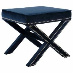 Best deal ❤️ Meridian Furniture Nixon Navy Velvet Ottoman/Bench ✔️