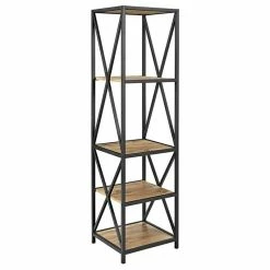 Promo 🤩 Walker Edison 61" Metal X Wood Bookshelf - Barnwood 👍