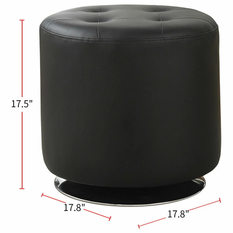 Best Pirce 😍 Coaster Home Furnishings Round Leatherette Upholstered Ottoman, Black ⌛ - Image 3