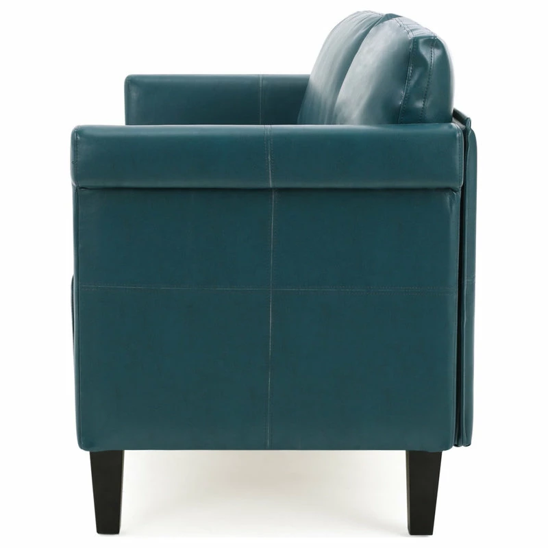 Wholesale 🌟 GDFStudio GDF Studio Harbison Leather Loveseat Settee, Teal 🤩 - Image 8