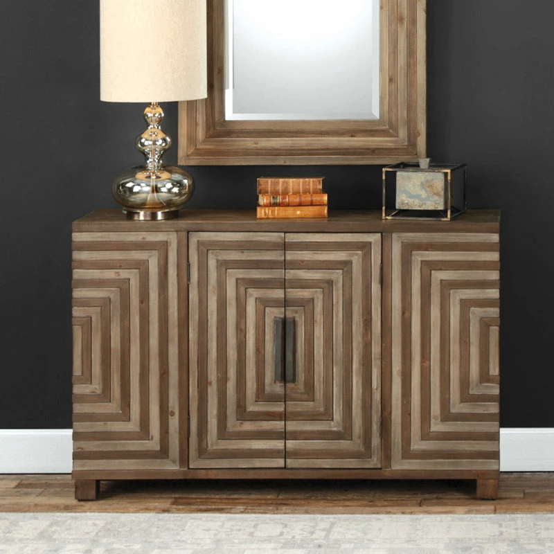 Wholesale 💯 Uttermost Midcentury Modern Pieced Wood Console Cabinet, Geometric Table Squares 🤩 - Image 10
